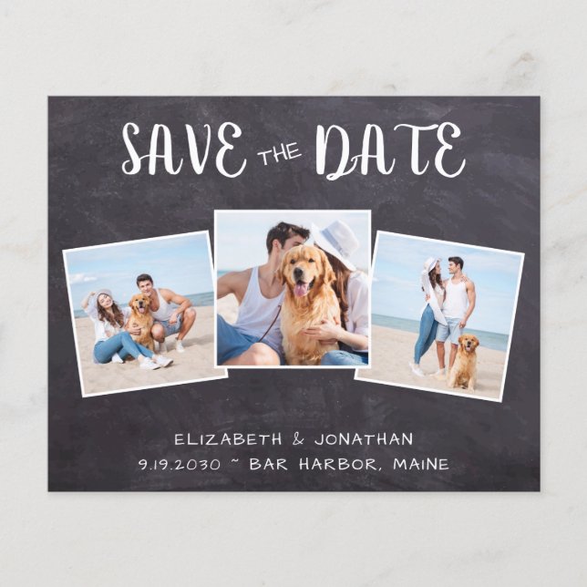 Budget Rustic Photo Collage QR Code Save The Date (Front)