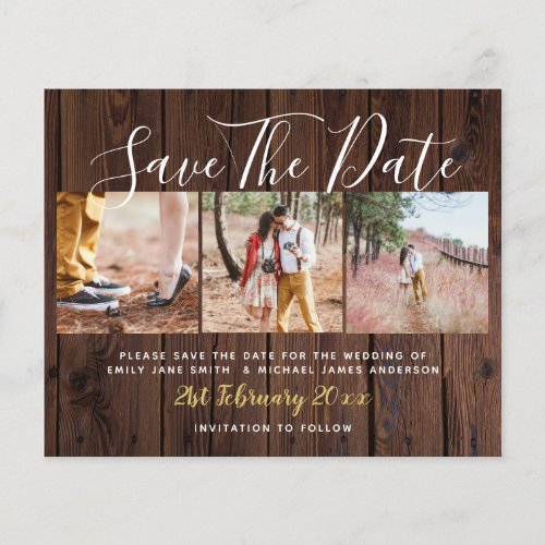 Budget Rustic Photo Collage Save The Dates Wood