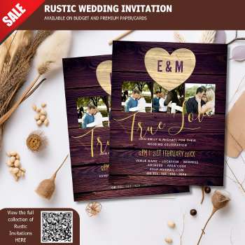 Budget Rustic Photo Collage Wedding Invitations by invitationz at Zazzle