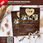 Budget Rustic Photo Collage Wedding Invitations at Zazzle