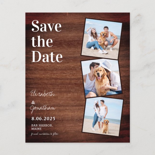 Budget Rustic Photo Collage Wedding Save The Date (Front)