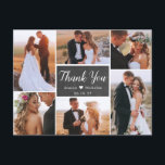 Budget Rustic Photo Collage Wedding Thank You Postcard<br><div class="desc">Budget Rustic Chalkboard Hand Lettered Script Wedding Multi Photo Collage Thank You PostCard. Stylish wedding thank you template featuring six (6) photo on the front and one (1) photo on the back. With the text "thank you" in a swirly hand lettered calligraphy script font in white on dark gray or...</div>