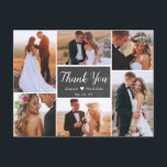 Budget Rustic Photo Collage Wedding Thank You Postcard<br><div class="desc">Budget Rustic Chalkboard Hand Lettered Script Wedding Multi Photo Collage Thank You PostCard. Stylish wedding thank you template featuring six (6) photo on the front and one (1) photo on the back. With the text "thank you" in a swirly hand lettered calligraphy script font in white on dark gray or...</div>