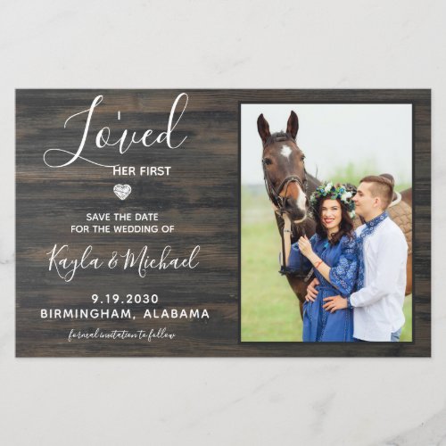 Budget Rustic Photo Horse Wedding Save The Date