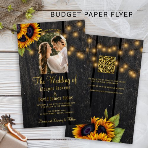 Budget rustic photo QR rsvp wedding invitation Flyer