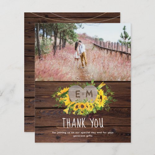 Budget Rustic Photo Sunflowers Thank You 