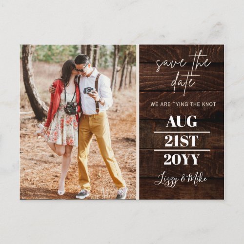 BUDGET Rustic PHOTO Wedding Save the Date Postcard