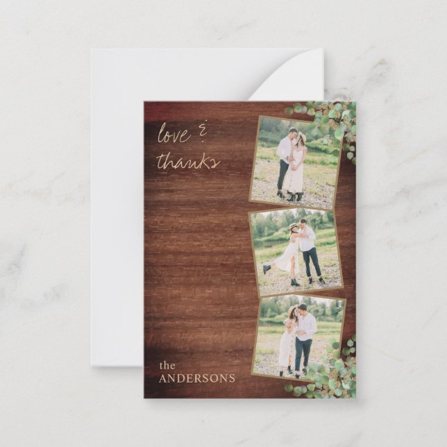 Budget Rustic Photos Eucalyptus Wedding Thank You Note Card (Front)
