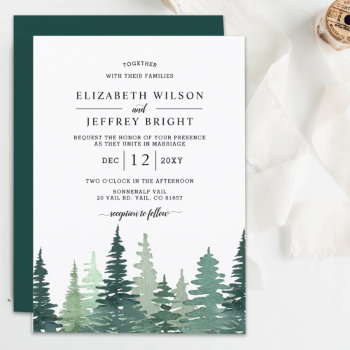 Budget Rustic Pine Forest Wedding Invitation by blessedwedding at Zazzle