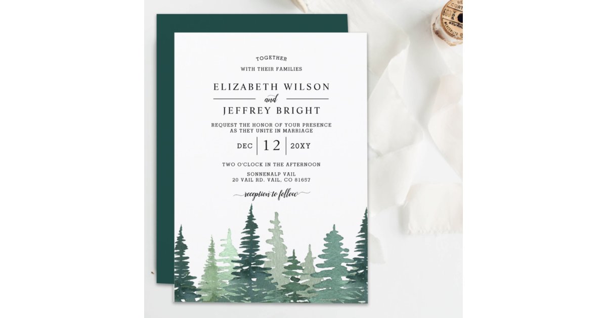 Budget Rustic Pine Forest Wedding Invitation | Zazzle