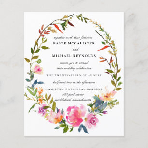 Budget Rustic Pink Floral Wedding Invitation
