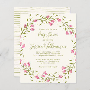 Budget Rustic Pink Garden Flowers Baby Shower