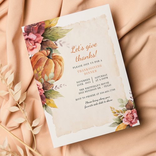 Budget Rustic Pumpkin Friendsgiving Invitation