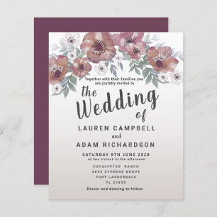 Budget Rustic Red Orange Wedding Invitation