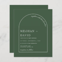 Budget Rustic Sage Green Arch Wedding  Invitation