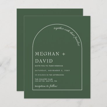 Budget Rustic Sage Green Arch Wedding  Invitation