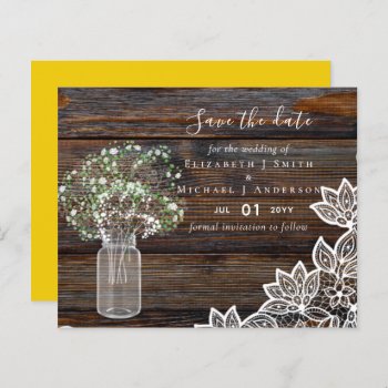 Budget Rustic Save Date Cards with Babys Breath