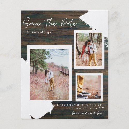 BUDGET RUSTIC SAVE the DATE Engagement Wood THIN F Flyer