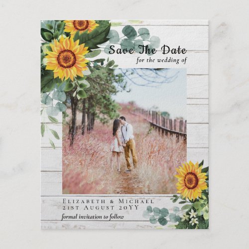 BUDGET RUSTIC SAVE the DATE Rustic Sunflower SATIN Flyer