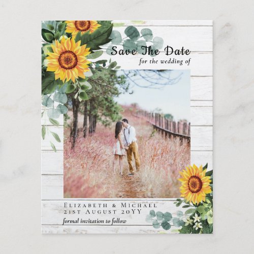 BUDGET RUSTIC SAVE the DATE Rustic Sunflower SATIN Flyer