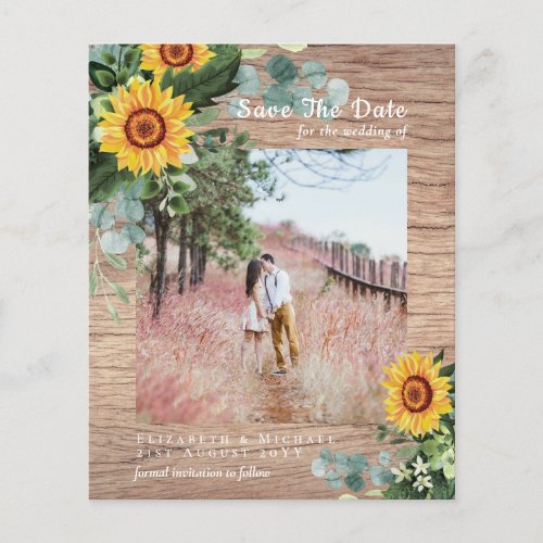 BUDGET RUSTIC SAVE the DATE Rustic Sunflower SATIN Flyer