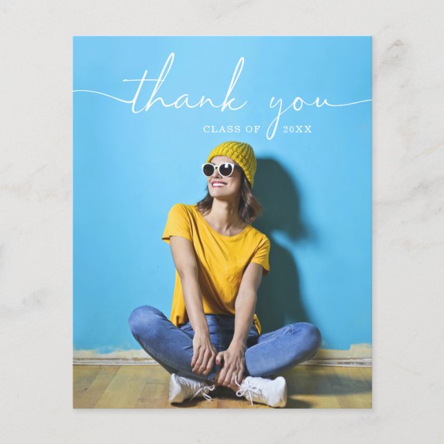 Budget Rustic Script Graduation Thank You Cards Flyer (Front)