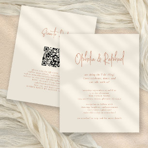 Budget Rustic Script QR Boho Cream Wedding invite