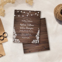 Budget Rustic Script String Lights & Lace Wedding