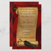 Budget Rustic Scroll Red Wedding Invitation