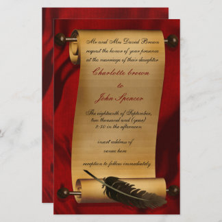 Budget Rustic Scroll Red Wedding Invitation