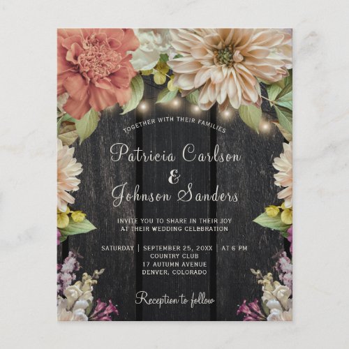 Budget rustic spring summer wedding invitation