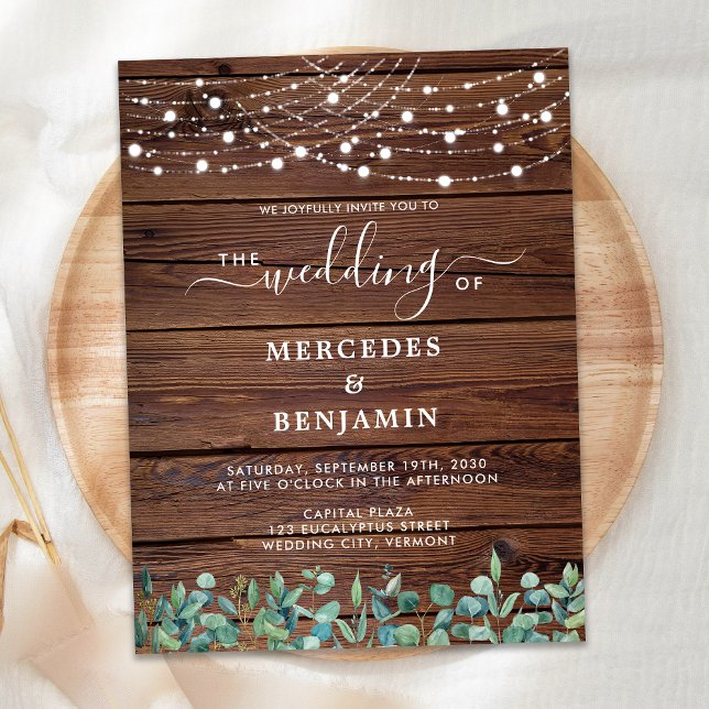 Budget Rustic String Lights QR Code Wedding Invite (Creator Uploaded)