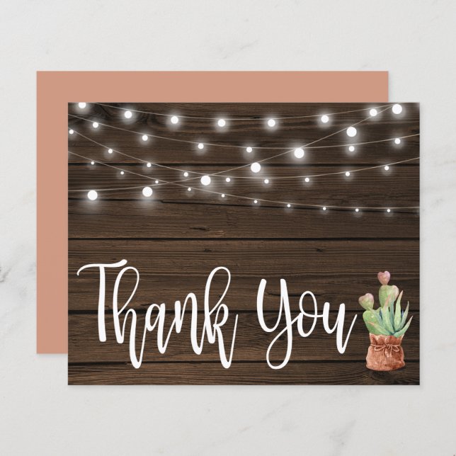 Budget Rustic String Lights Succulent Thank You (Front/Back)