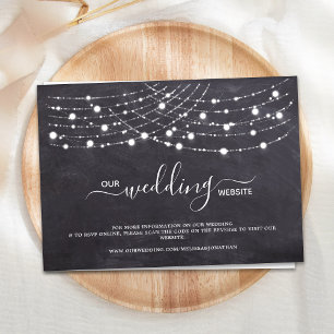 Budget Rustic String Lights Wedding QR Code RSVP Note Card