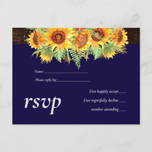 Budget Rustic Summer Sunflowers Floral Wedding  Invitation Postcard