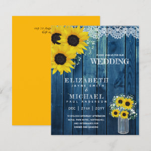 BUDGET Rustic Sunflower BabysBreath Wedding Invite
