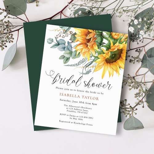 Budget Rustic Sunflower Bridal Shower Invitation