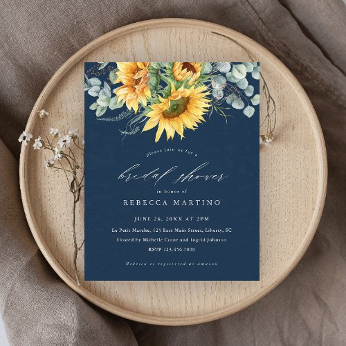 Budget Rustic Sunflower Bridal Shower Invitation