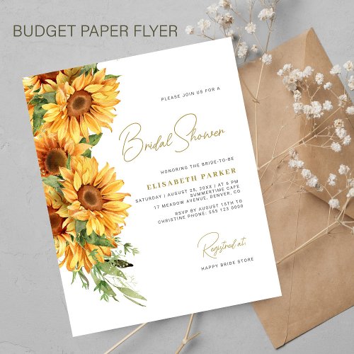 Budget rustic sunflower bridal shower invitation flyer