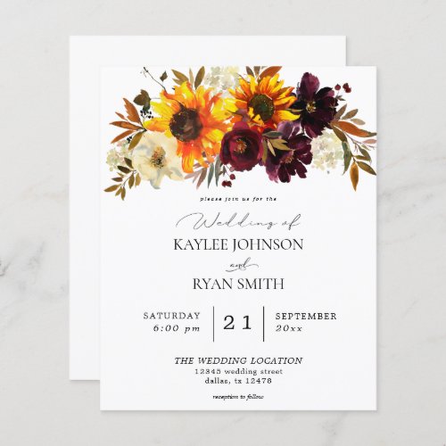 Budget Rustic Sunflower  Burgundy Floral Wedding