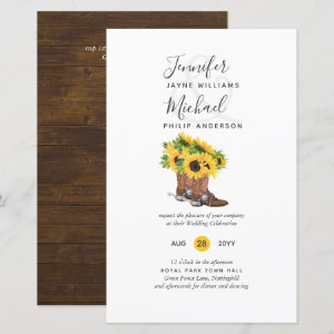 BUDGET Rustic Sunflower Cowboy Boots Wedding Inv