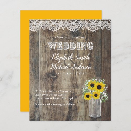 BUDGET Rustic Sunflower Gypsophila Lace Wedding In