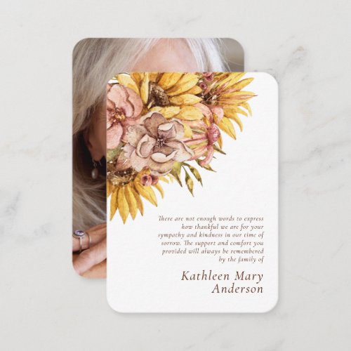Budget Rustic Sunflower Sympathy Thank You Note