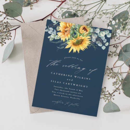 Budget Rustic Sunflower Wedding Invitation
