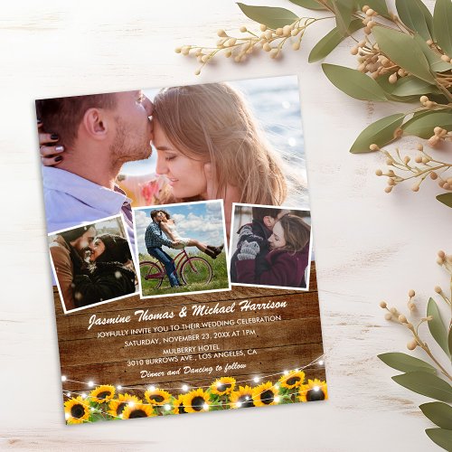 Budget Rustic Sunflower Wedding Invites