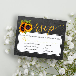 Budget rustic sunflower wedding rsvp card