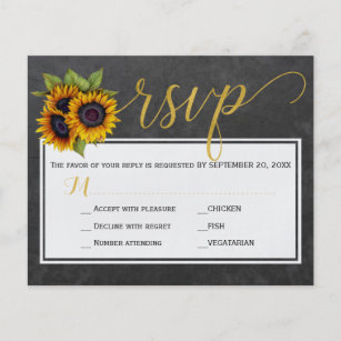 Budget rustic sunflower wedding rsvp card flyer