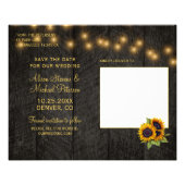 Budget rustic sunflower wedding save the date flyer (Back)