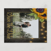 Budget rustic sunflower wedding save the date flyer (Front)
