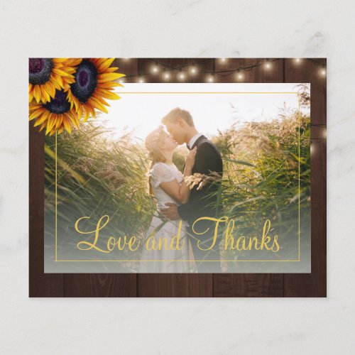 Budget rustic sunflower wedding thank you flyer